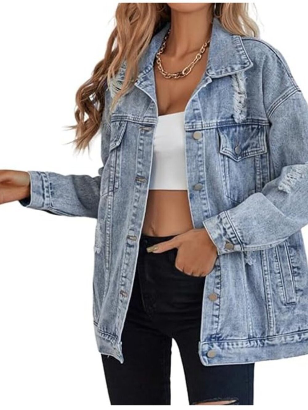 🆕 Women's Casual Detachable Hoodie Denim Jacket with Hood